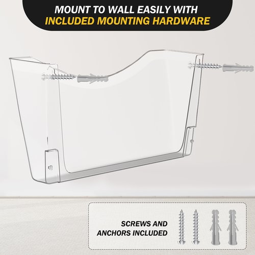 Kuntine.B 3 Pack Clear Single Pocket File Holder Hanging Wall Organizer, Wall Mount Mails Magazines Organizer for Office and Home