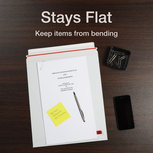 Quality Park 12-3/4 x 15 Photo Document Mailer with Peel and Seal Self Seal Closure, Extra Rigid 26 Pt White Fiberboard, 25 per Box (QUA64019)