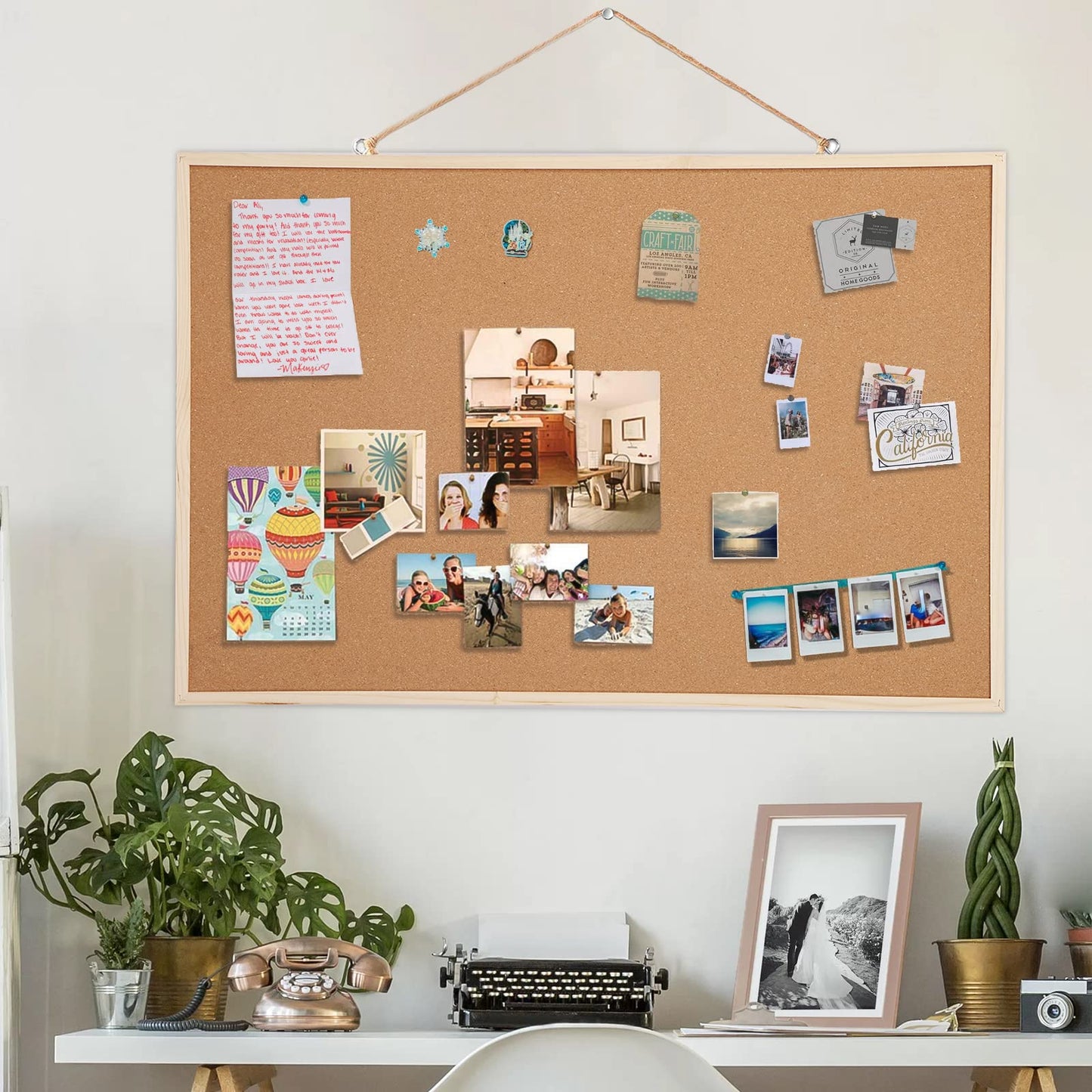 2 Pack 24” x 36” Cork Boards for Walls with Wooden Frame, Double Sided Office Board for Wall Organizer, Bulletins Board Decorative Hanging Pin Board for School, Home & Office, Notice Board Memo Board
