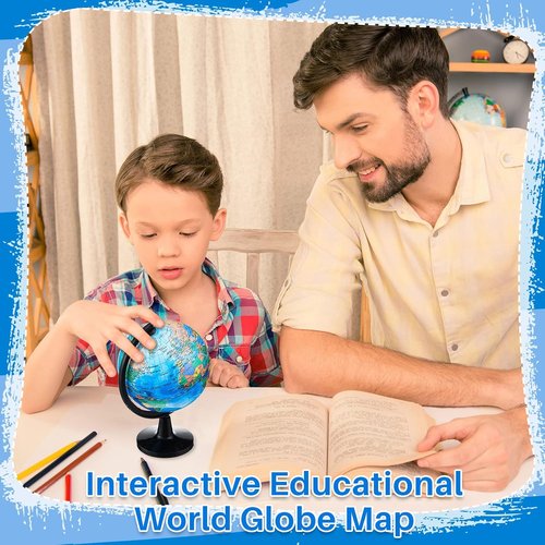 Henoyso 6 Pcs Mini World Globe Set - 4.6'' Educational Rotating Earth Globes with Black Stand | Perfect Graduation Gift for Kids