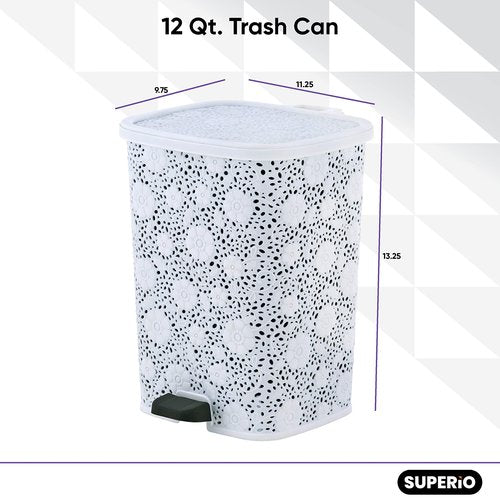 Superio Trash Can, Small, White