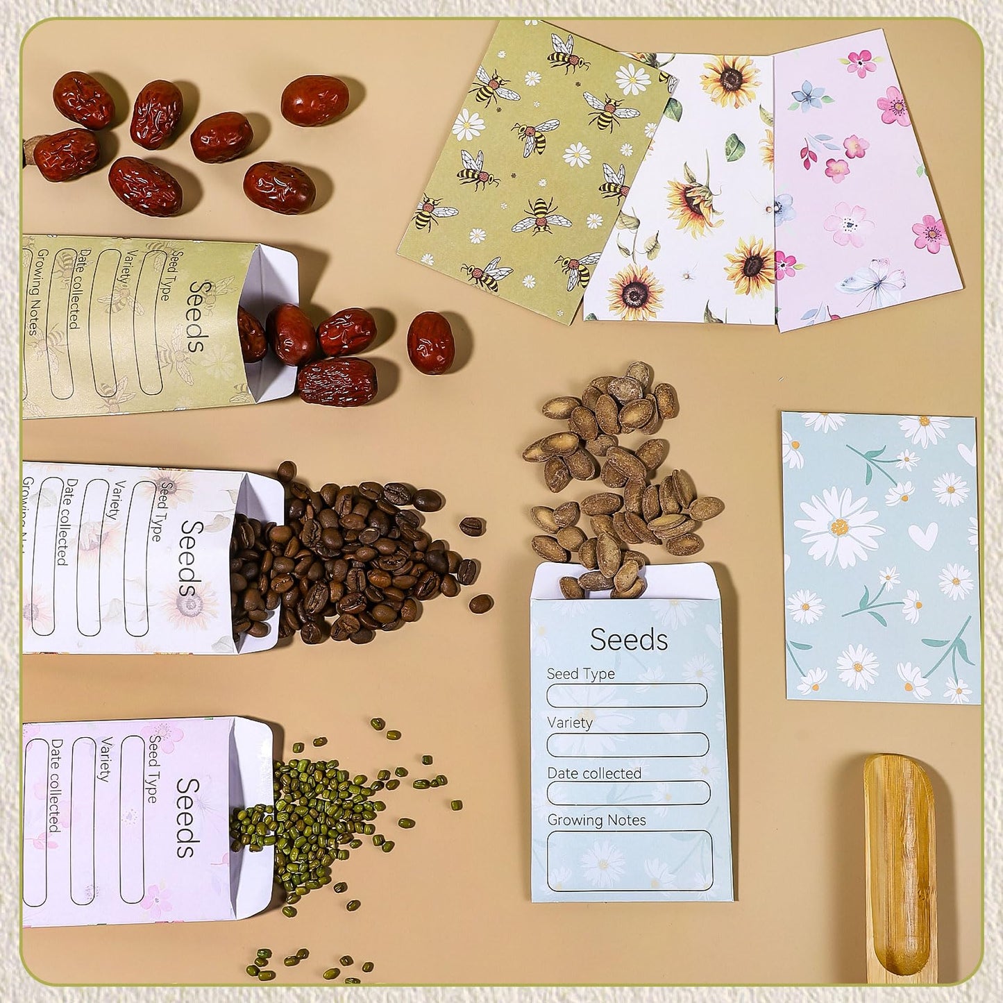 160 Pcs Seed Envelopes Packets Organizer, 3.15x4.72 Inch Self Sealing Seed Storage Envelopes for Flower Vegetable Seeds Saving