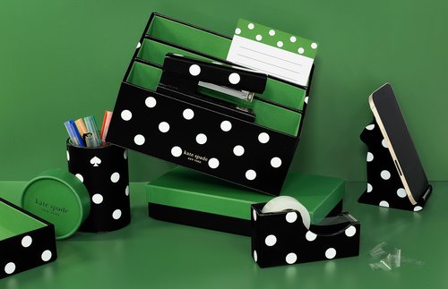 kate spade new york Pen and Pencil Holder for Desk, Decorative Pencil Cup, Leatherette Desk Supplies Organizer, Picture Dot