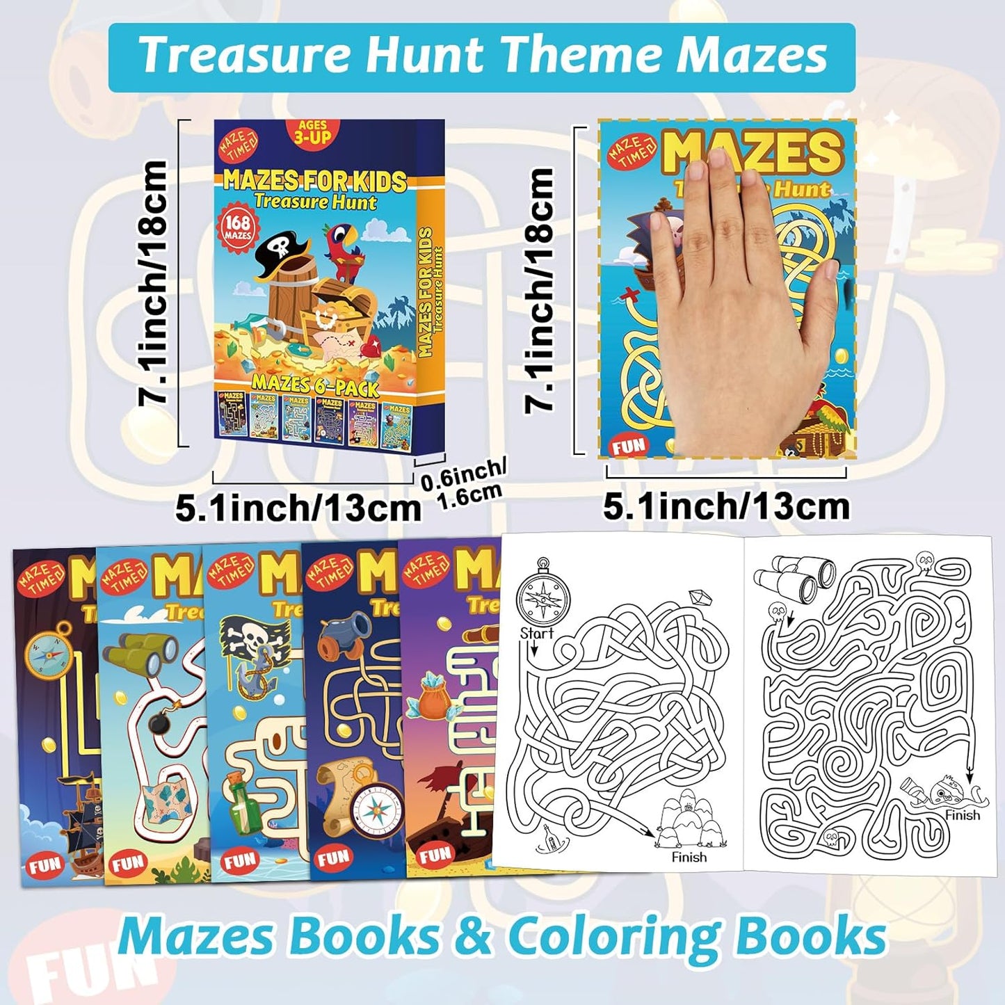 Wiooffen Treasure Hunt Maze Books - 6 Beginner Level Activity Books for Fun Games | 168 Pages