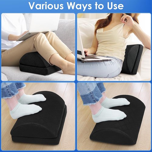 CushZone Foot Rest - Adjustable Foam for Office & Home | Comfortable Relief for Back & Hip Pain (Black)
