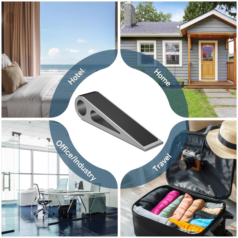 Heavy Duty Door Stopper for Bottom of Door, Aluminum & Rubber Door Stop Wedge- Keep Doors Open in Home, Apartment, Office, Hotel, 4.92L*1.02W*1.22H Inch, Silver