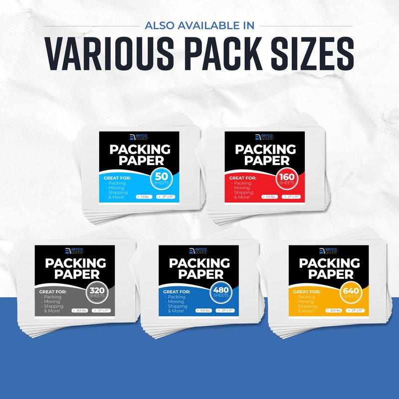 Packing Paper Sheets for Moving | 480 Sheets | 27" x 17" | 15lb | Made in USA | Newsprint Paper | Must Have in Your Moving Supplies