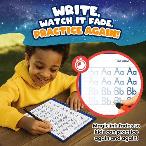 Magic Grooved Writing Practice Set for Kids - 5 Erasable Books for Alphabet, Drawing & Math | Includes 2 Magic Pens & 10 Refills