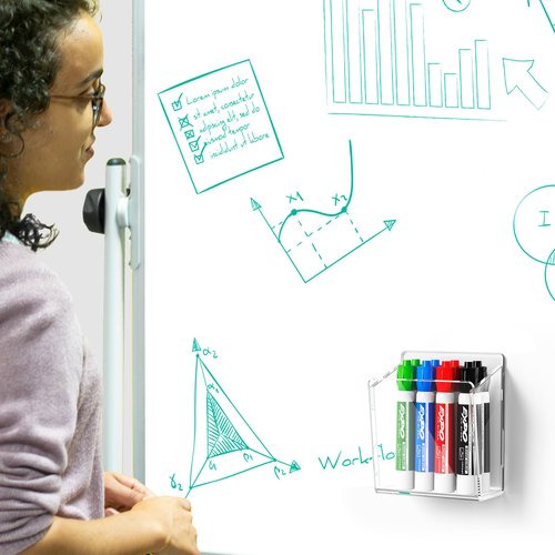Lumanman Magnetic Marker Holder for Whiteboard, Fridge, Locker, Adhesive Dry Erase Marker Organizer, Acrylic Pen Holder with 3M Transparent Tapes and Magnets, Clear Pencil Holder, 4 Pack