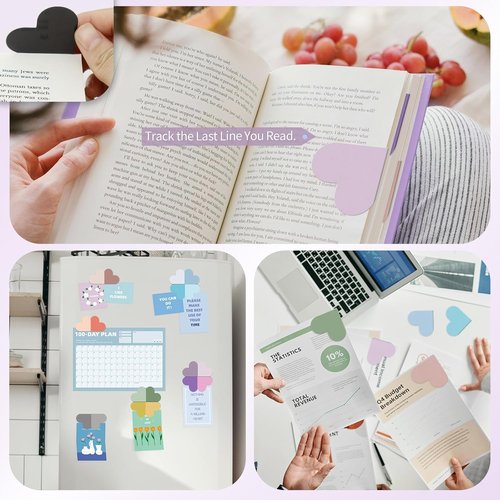 JIXZEN Heart Magnetic Bookmarks - 12 PCS Cute Corner Bookmarks for Women & Girls | Perfect Gifts for Book Lovers