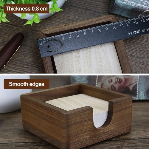 Buqoo 3 Piece North American Black Walnut Wood Desk Organizer Set with 3x3 inch Sticky Note Holder and Tape Dispenser & Pen Holder for Office Desk Accessories & for Schoo N Home Office Supplies Kit