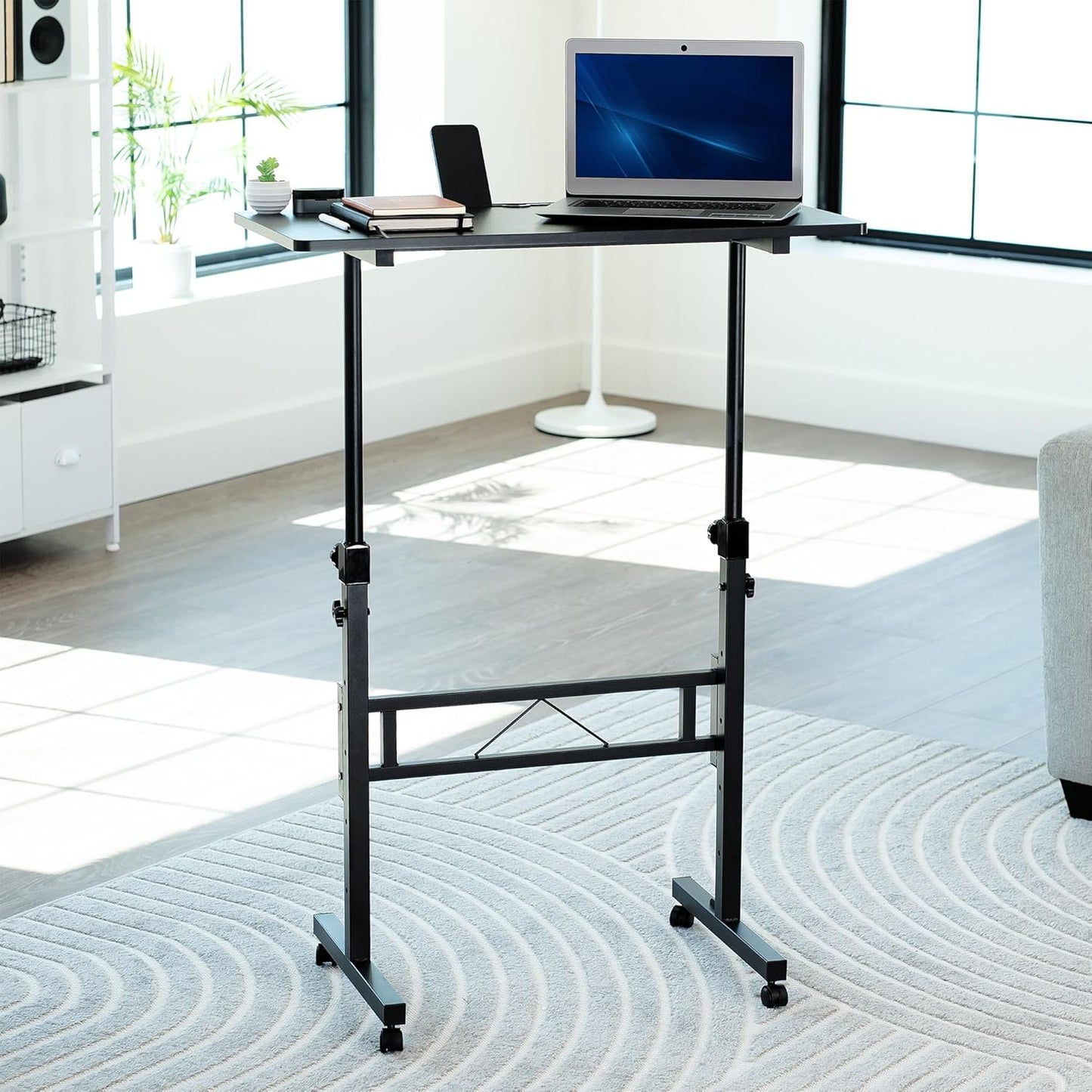 VIVO Mobile Standing Desk - 32 x 16 Inch Portable Workstation with Wheels for Home Office - Black