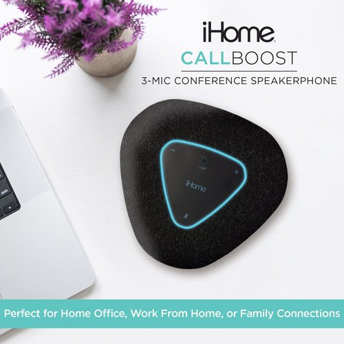 iHome Conference Speaker and Microphone, USB and Bluetooth Speakerphone with 3 Noise Cancelling Microphones for Home Office, Compatible with Mac, Windows, iOS, and Android