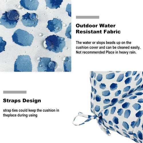 DYTXIII Set of 2 Outdoor High Back Chair Cushions 44"x 22",Water Repellent Rocking Seat Cushions Replacement, Seat/Back Chair Cushions for Patio,Porch,Balcony and Indoor - Brush Blue