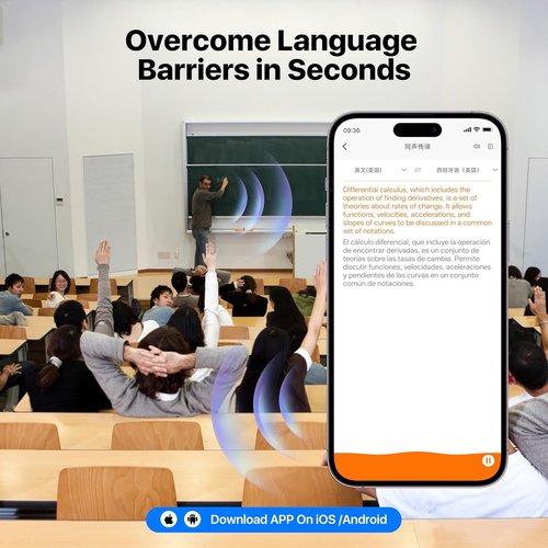 OWS AI Language Translator Earbuds - 4-in-1 Real-Time Translation in 145 Languages | Black
