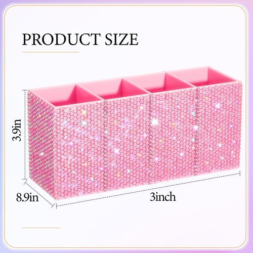 Resholder Bling Desk Organizer for Women, Rhinestone Pen Makeup Brush Holder, Girly Desk Accessories Organizer, Office, Classroom, Back to School, Elevate Your Workspace with Serenity