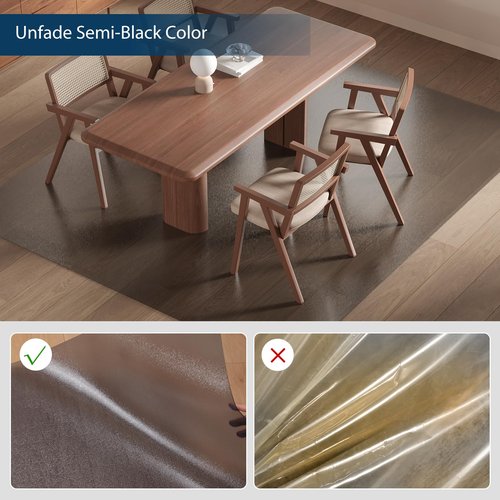 Translucent Black Chair Mat for Hard Floors, 3'×5' Vinyl Floor Mats for Home Office, Durable Non-Slip Hard Floor Protector, Waterproof Plastic Splat Mat, Pet Litter Mat