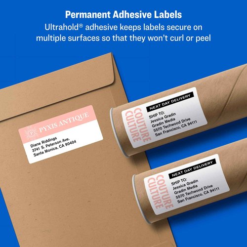 Avery Shipping Address Labels, Inkjet Printers, 100 Labels,3-1/2 x 5, Permanent Adhesive,White, 5 Packs (8168)