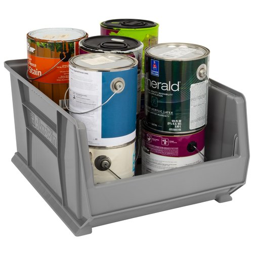 Akro-Mils 30289 Super-Size AkroBins Plastic Storage Bins, Space-Saving Stackable Bins for Garage, Classroom, Warehouse Organization, 24-Inch L x 18-Inch W x 12-Inch H, Grey, 1-Pack