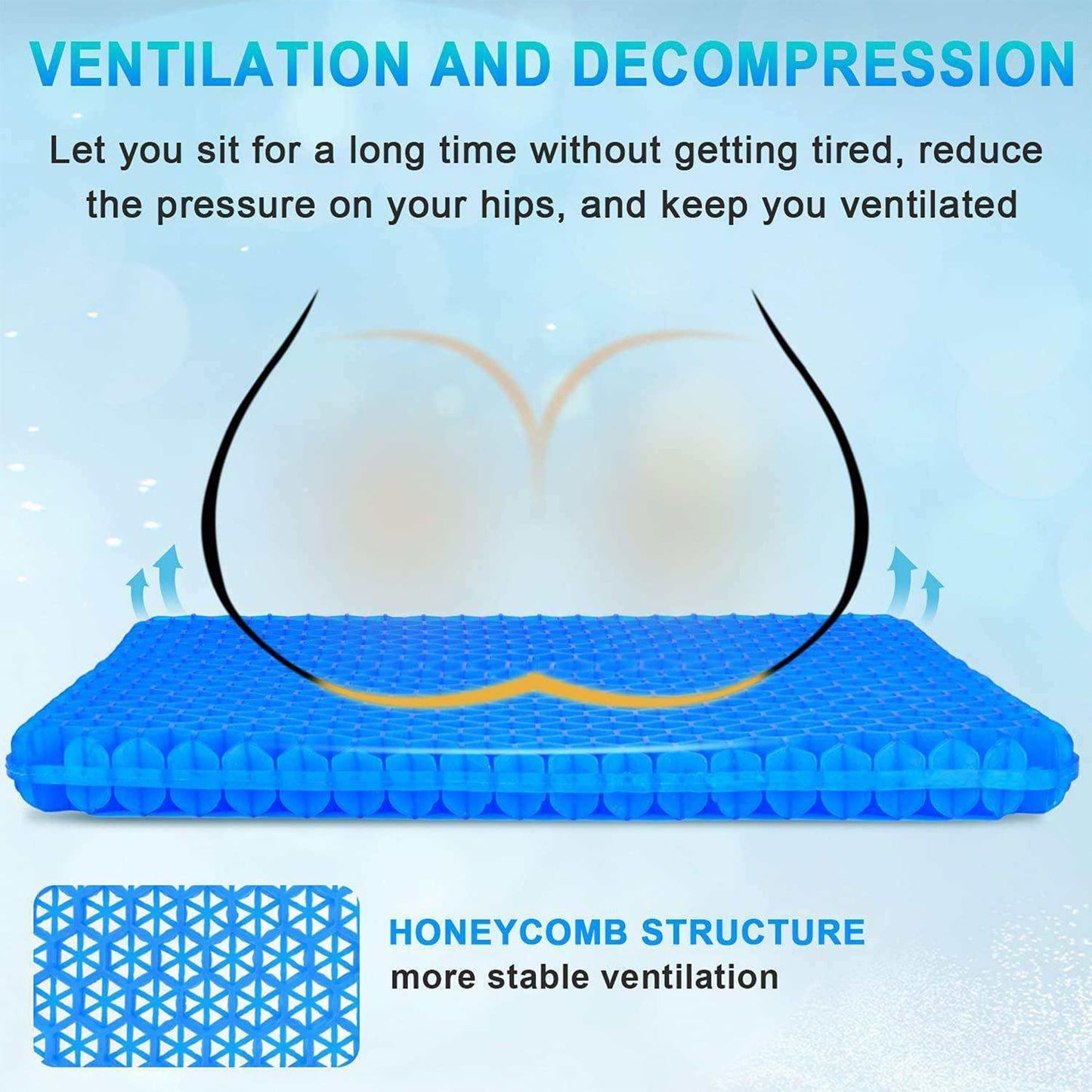 Pampkin TPE Gel Seat Cushion – Ergonomic Pain Relief for Sciatica, Tailbone, Hip & Lower Back Pain – Breathable, Washable Cover – Ideal for Office, Car, Wheelchair, Stadium & Long Sitting Relief