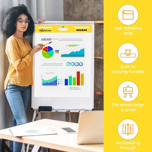 (6 Pads) Sticky Easel Pad 25 in x 30 in Post, Large Self Stick Flip Chart Premium Paper for Teachers, Mount to Most Surfaces and Bleedproof, Super Sticking Power