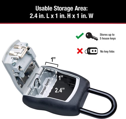 Master Lock Key Lock Box - Portable Outdoor Lockbox with Resettable Code | 5400EC Black