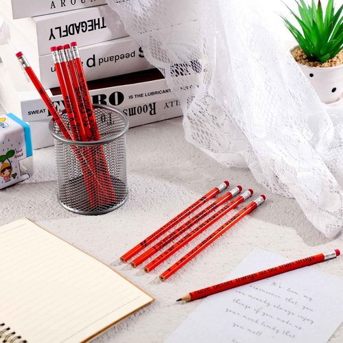 Frienda 200 Pcs Bulk Red Ribbon Awareness Pencils for Students Teacher Say No to Drugs Pencils with Erasers for Red Ribbon Week Anti Bullying Awareness Campaigns Teacher Office Supplie