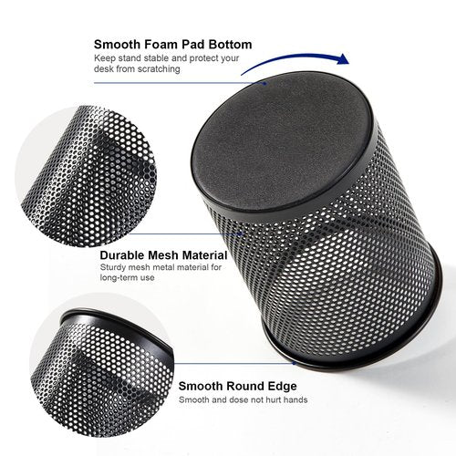 Comix Pen Holder Desk Organizer, Wire Mesh Pencil Cup with Foam Pad and Non-Slip Bottom Office Supplies Desk Accessories for Home Office School, 10 Packs