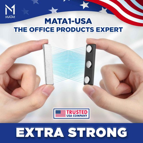 Mata1-USA No-Pin Design Name Tag Magnets (200 Badge Holder Magnets, 1.75 x 0.4 inches), Name Tag Magnet Backs w/ 3 Extra-Strong Neodymium Magnets for ID Badge Holders