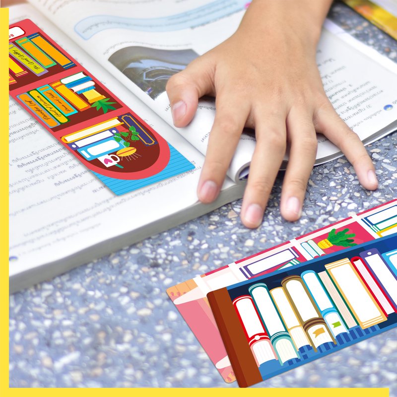 120 PCS Book Tracker Bookmarks, 30 Bookshelf Designs Double Sided Reading Page Markers Reading List Bookmarks for Kids, Adults, Students, Book Lovers All Ages (2.4” x 6.1”)