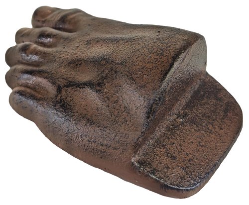 Lulu Decor, Heavy Cast Iron Foot Door Stopper with Realistic Brown Finish, Funny Doorstop with Anti-Slip Rubber and No Scratches (5.8 lb)