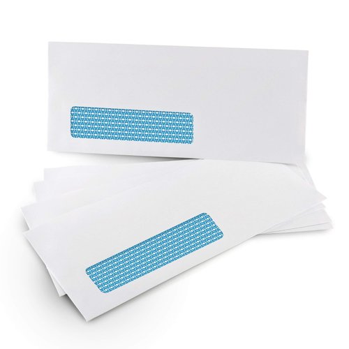 Aimoh 500#10 Single Left Window SELF Seal Security Envelopes - Super Strong Quick-Seal Self Sealing Closure, Security Tinted, Size 4-1/8 x 9-1/2 Inches, 24 LB - 500 Count (35210)