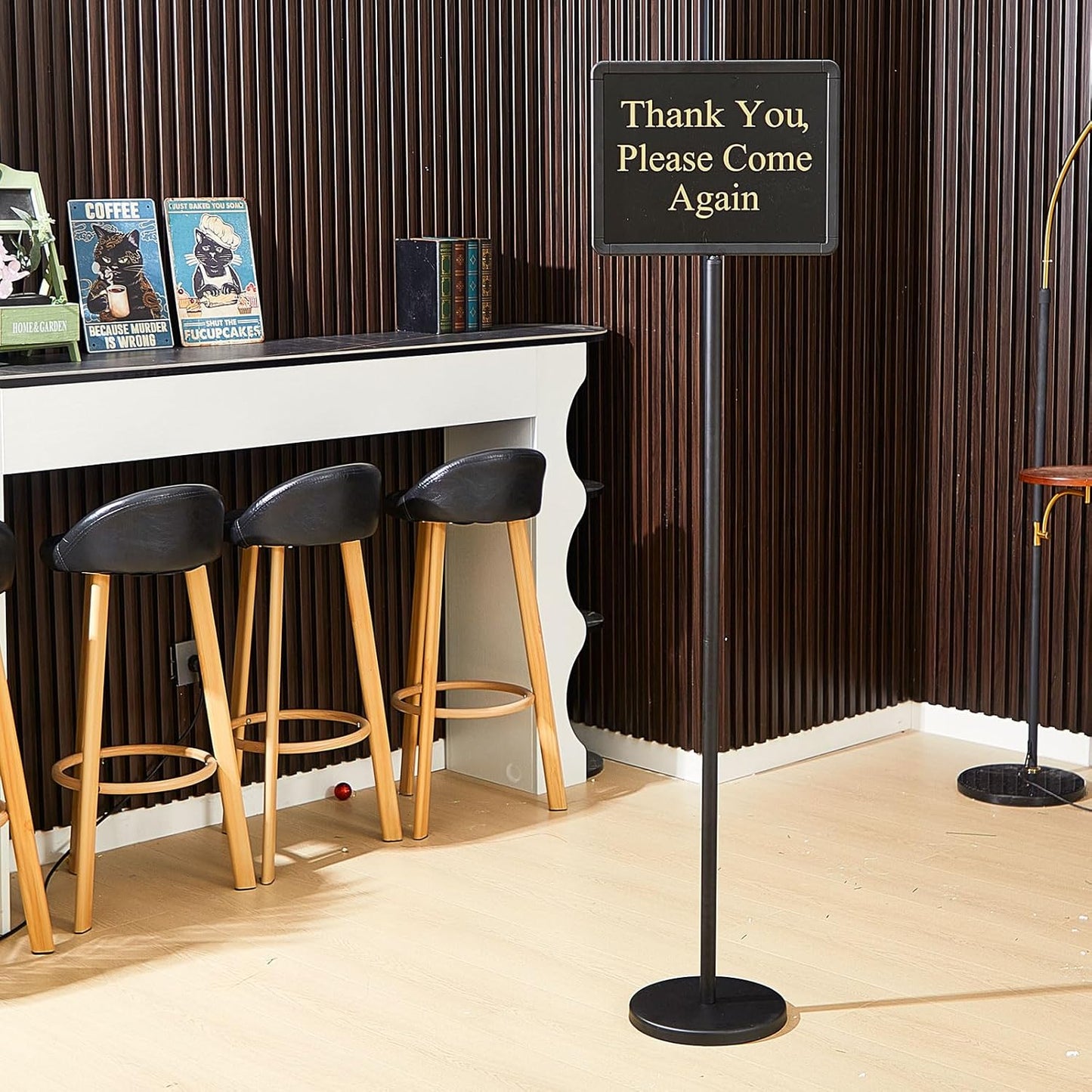 Wenqik Wait to Be Seated Hostess Sign - Sturdy 11 x 14 Inch Holder with Base for Restaurants | Black