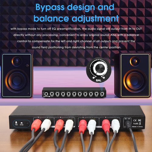 Nobsound HiFi 9-Band Stereo EQ Preamp Analog Equalizer Audio Processor for Home/Car (EQ9)