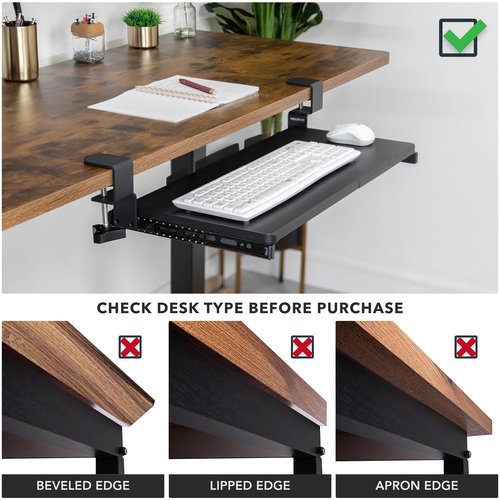 Mount-It! Keyboard Tray Under Desk Pull Out with Extra Sturdy C Clamp Mount (24" x 11")