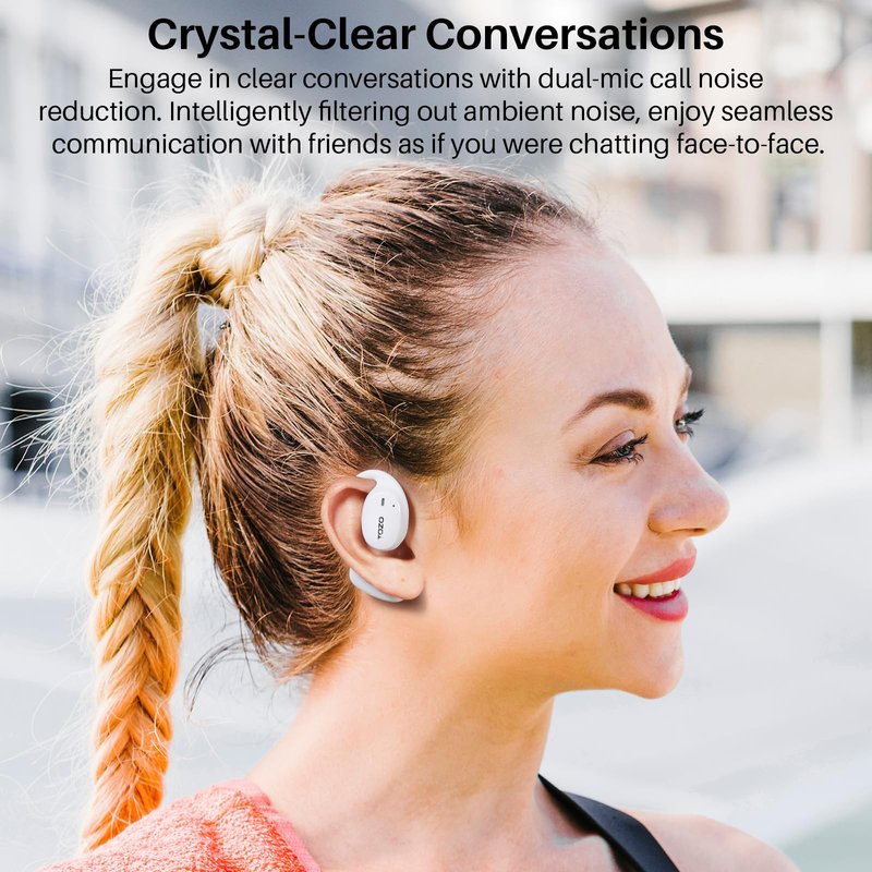 TOZO OpenEgo Open Ear Earbuds Bluetooth Headphones, 5.3 Bluetooth Sport Earbuds with Earhooks for 80Hrs Playtime,32 EQ Modes, Digital Display, Clear Calls, Comfortable Wear for Running, Work