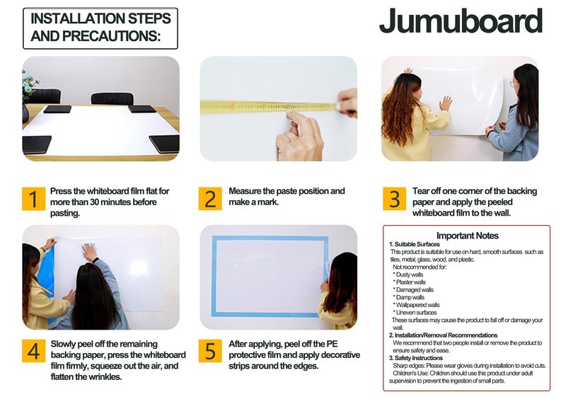Self-Adhesive Dry Erase Whiteboard Sticker, 47.24" x 23.62" Magnetic Receptive White Board Wall Film, No Ghosting, Easy Write & Clean | Peel & Stick for Office, Home & Classroom,Incl. Accessories
