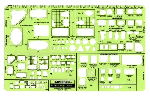 Rapidesign Plumbing Fixtures Plan Template, 1 Each (R26)