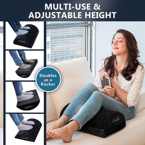 ComfiLife Lumbar Pillow & Foot Rest Bundle - Ergonomic Lumbar Support & Under Desk Foot Rest for Back Pain Relief