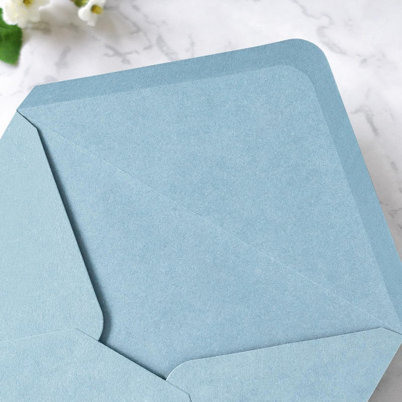 PONATIA 50 PCS A7 Envelopes, 5.25 x 7.25'' Matte Dusty Blue Envelopes For 5x7'' Weddings Invitation Cards, Christmas Gift Cards, Acrylic Invitations, Photos and Any 5x7" Inserts