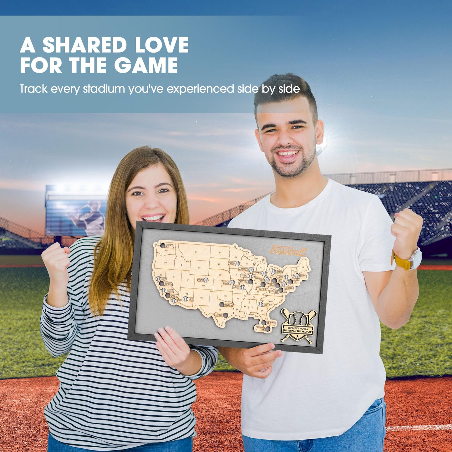 Luoyadee Baseball Stadium Map Tracker, Baseball Parks Visited Map, Major League Ballparks Stadium Tracker Checklist, Fathers Day Valentines Christmas Gifts for Dad Boyfriend Husband Daughter Son
