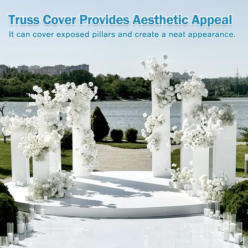 2PCS Thick White Truss Cover - High Elasticity Scrim Sleeve for 6.56 ft x 12 in Box Truss - Ideal for Wedding, Performance,Concert Decorations