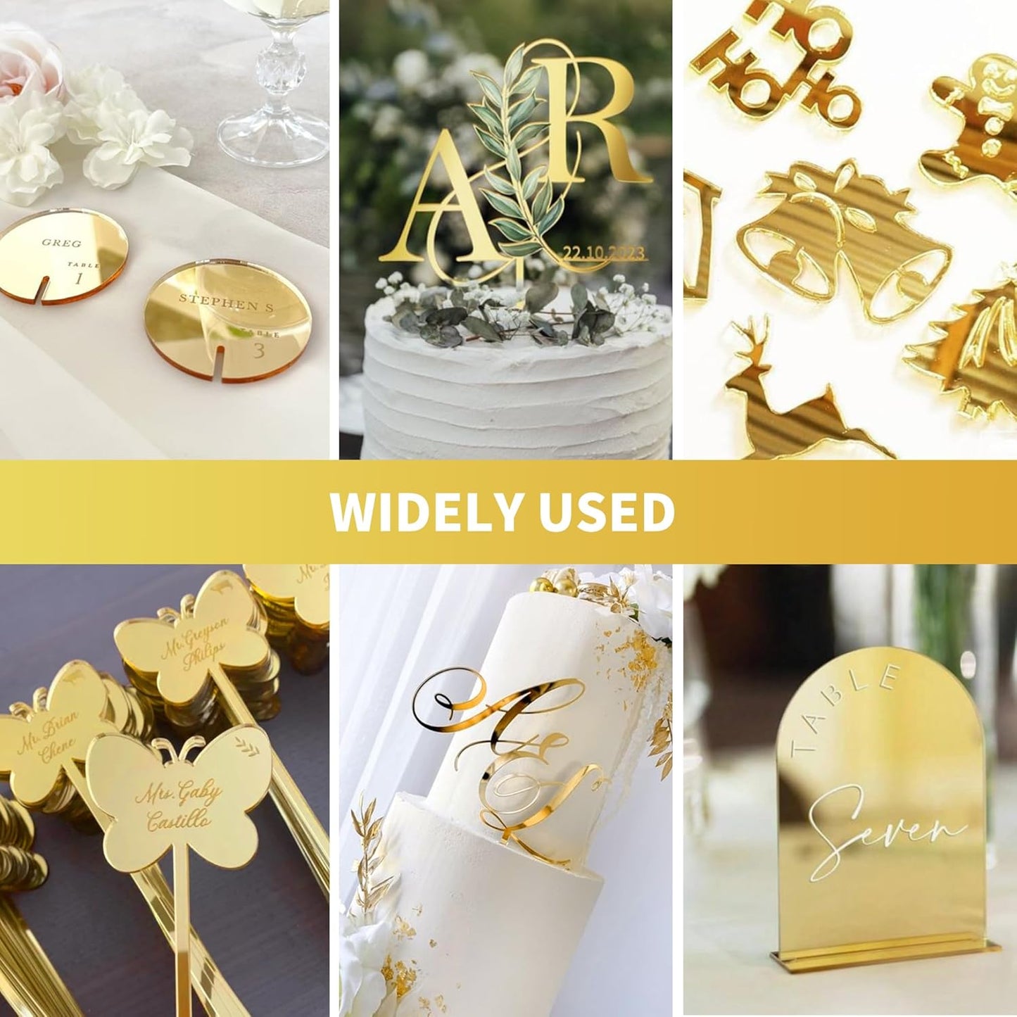 Skiennix Gold Mirrored Acrylic Sheets - 12 x 12 Inch, 1/8 Inch Thick for DIY Crafts & Art Display