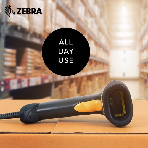 Symbol Zebra LS2208 Series Corded Handheld Standard Range Laser Scanner Kit with Gooseneck Stand and Cable Twilight Black LS2208-SR20007R-NA