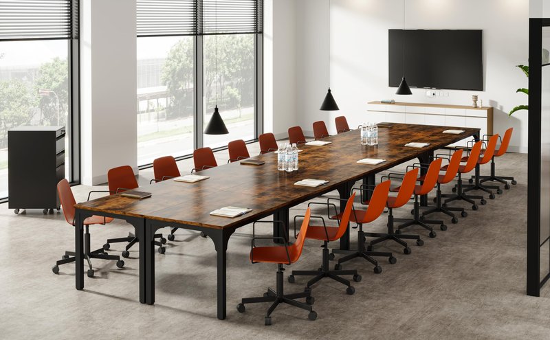 Trggivs 6.56 FT Conference Table, Super Sturdy Large Rectangle Meeting Seminar Table for 8 Person, Long Business Tables (Brown, 1PC)