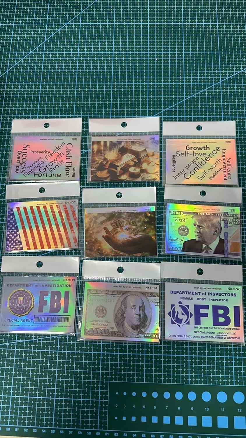 (2 Units) Holographic Credit Card Skin – 3M Material Debit Card Sticker, Waterproof, Durable & Easy to Apply, Multi-Design Personalised Cover (FBI Funny ID)