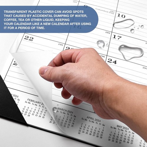**Regine Switzerland Desk Calendar 2026-2027 | Large 22x17 with PVC Cover & Notes List (Black)**