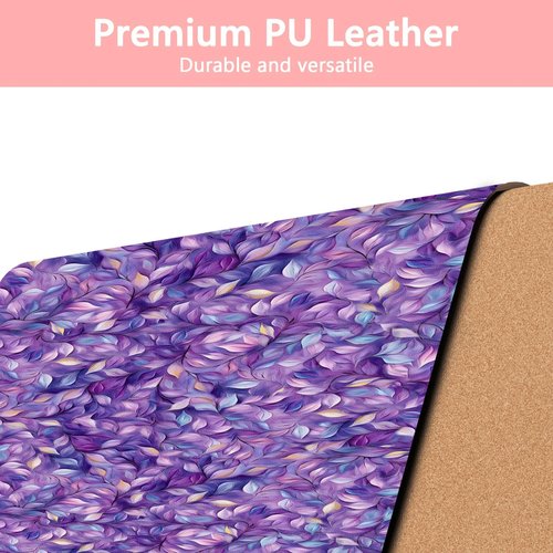 Britimes Purple Oil Painting Desk Mat Leaves Abstract Deak Pad Non-Slip PU Leather Large Keyboard Mouse Pad Office Desktop Accessories for Office,Work,Home Decor(31.5"X15.7")