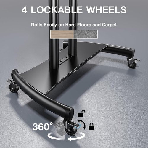 Perlesmith Mobile TV Stand - Adjustable Height for 55-90 Inch Flat/Curved Screens