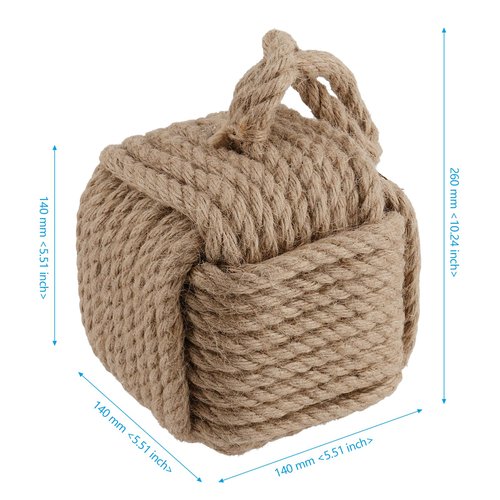 SEHOI 2 PCS Square Rope Knot Door Stops, 5.5 x 5.5 Inch Jute Door Stoppers with Handle, Nautical Knot Door Stopper for Doors and Windows, 5.3lbs